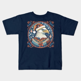 Eagle wearing his Ugly Christmas Sweater Kids T-Shirt